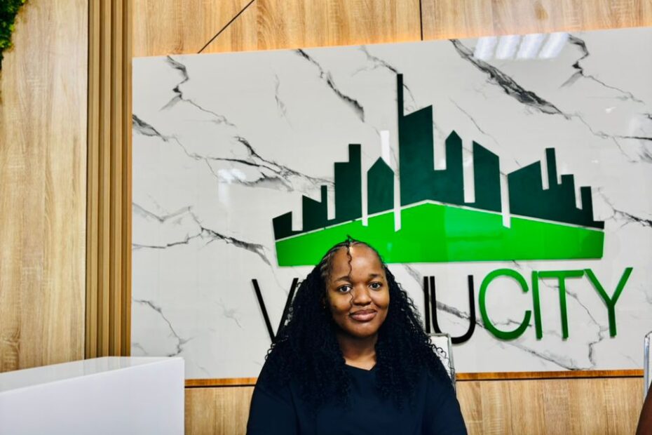 Land banking site in Nigeria with visible plot markings and development signs